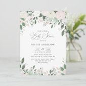 パステルフラワーズ金ゴールド葉グリッターベビーシャワー 招待状 (スタンド正面)