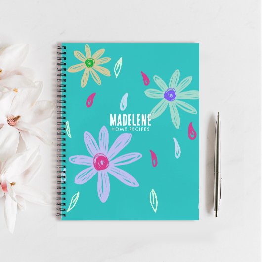 パステルフラワーズ |名前モノグラム | Toscaレシピ ノートブック