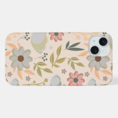 パステルフラワーデザイン - 優しいお花のモチーフ iPhoneケース (裏面横)