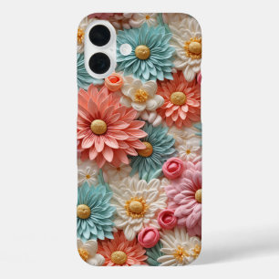 パステルフラワーデザイン iPhone 16 PLUSケース