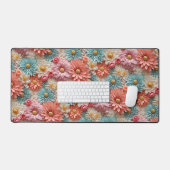 パステルフラワーパターン デスクマット (キーボード&マウス)