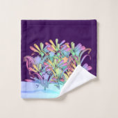 パステルフラワーパープル バスタオルセット (ウォッシュタオル)