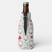 パステルフラワーフクロウ背景模様 ボトルクーラー (ボトル裏面)