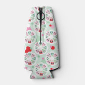 パステルフラワーフクロウ背景模様 ボトルクーラー (裏面)