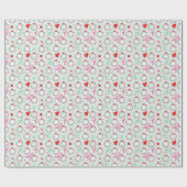 パステルフラワーフクロウ背景模様 ラッピングペーパー (フラット)