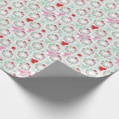 パステルフラワーフクロウ背景模様 ラッピングペーパー (角)