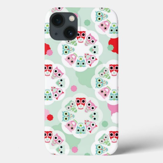 パステルフラワーフクロウ背景模様 Case-Mate iPhoneケース (裏面)