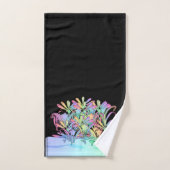 パステルフラワーブラック バスタオルセット (ハンドタオル)