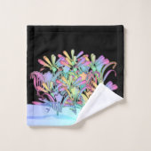 パステルフラワーブラック バスタオルセット (ウォッシュタオル)