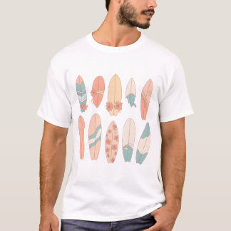 パステルフラワープリントサーフボード Tシャツ