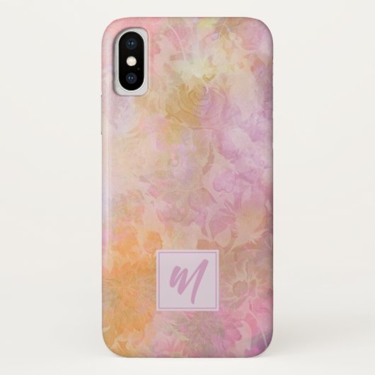 パステルフラワーモノグラム入り Case-Mate iPhoneケース (裏面)