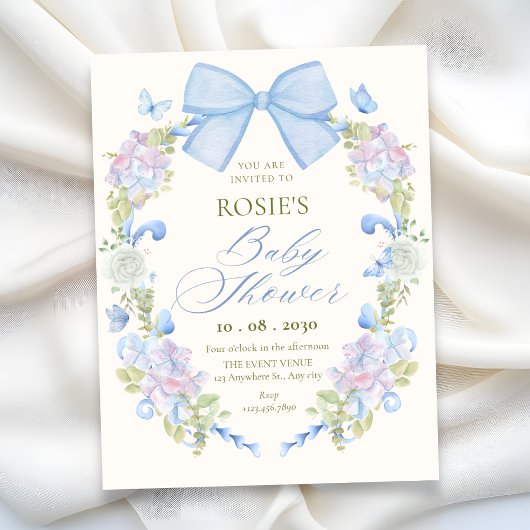 パステルフラワーリボンベビーシャワー 招待状