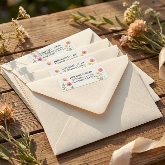 パステルフラワー ピンク オレンジ 結婚式 花 アドレス ラベル