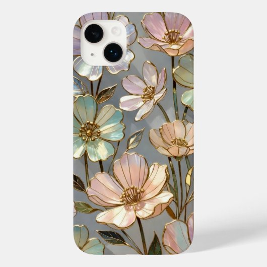 パステルフラワーiPhoneケース ゴールドフラワーデザイン Case-Mate iPhoneケース (裏面)