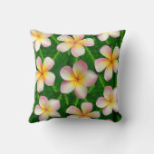 パステルフランギパニプルメリア花オン緑葉の クッション (裏面)