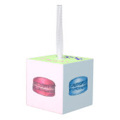 パステルフランスのベーカリーマカロンクッキーペストリー キューブオーナメント (裏面アングル)