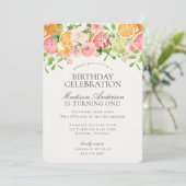 パステルフルーツフラワーリトルキューティー誕生日パーティー 招待状 (スタンド正面)