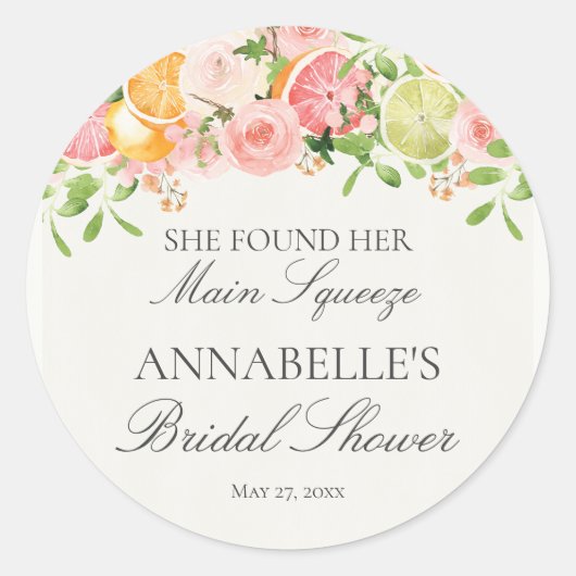パステルフルーツ フラワーメイン スクイーズ ブライダルシャワー ラウンドシール (正面)