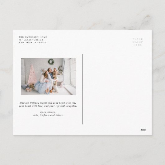 パステルフロステッド松のメリー針&明るい写真 シーズンポストカード (裏面)