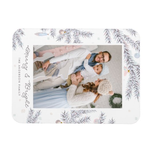 パステルフロステッド松のメリー針&明るい写真 マグネット (横)