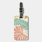 パステルフローラつる植物と葉オンクリームバックグラウンド ラゲッジタグ (正面縦)