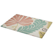 パステルフローラつる植物葉とクリーム背景 カッティングボード (角)