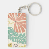 パステルフローラつる植物葉とクリーム背景 キーホルダー (裏面)