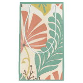 パステルフローラつる植物葉とクリーム背景 スモールペーパーバッグ (正面)