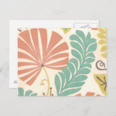 パステルフローラつる植物葉とクリーム背景 ポストカード (正面/裏面)