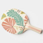 パステルフローラつる植物葉とクリーム背景 卓球ラケット (横)