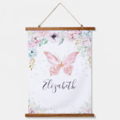 パステルフローラとバタフライベビー 吊り下げ型タペストリー (正面)