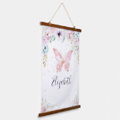 パステルフローラとバタフライベビー 吊り下げ型タペストリー (傾斜あり)