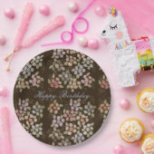 パステルフローラとブラウン ペーパープレート (パーティー)