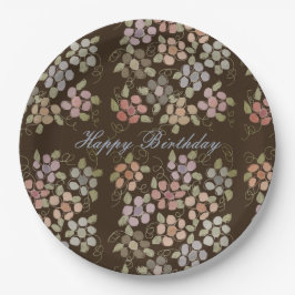 パステルフローラとブラウン ペーパープレート