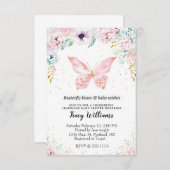 パステルフローラと蝶の赤ちゃんシャワーの招待状 招待状 (正面/裏面)