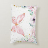 パステルフローラと蝶パーソナライズされた類 アクセントクッション (裏面(縦))