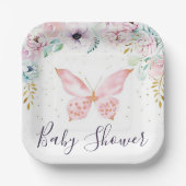パステルフローラと蝶ベビーシャワー紙プラ ペーパープレート (正面)