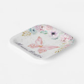 パステルフローラと蝶ベビー誕生日パーティー ペーパープレート (傾斜あり)