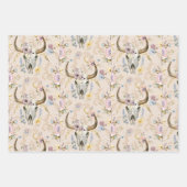 パステルフローラウエスタンカウズスカル ラッピングペーパーシート (正面3)