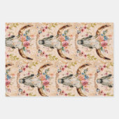 パステルフローラウエスタンカウズスカル ラッピングペーパーシート (正面2)