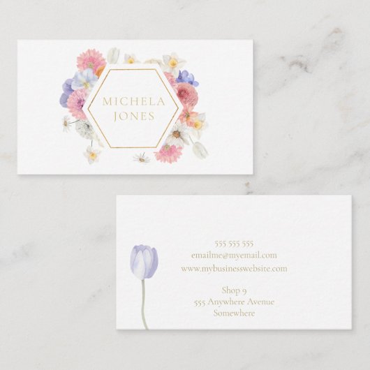 パステルフローラウォメンエレガントズデザイナースタイリストブシ 名刺 (正面/裏面)