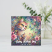パステルフローラウォーターカラーキャットキッテンマザーズデイ カード (スタンド正面)