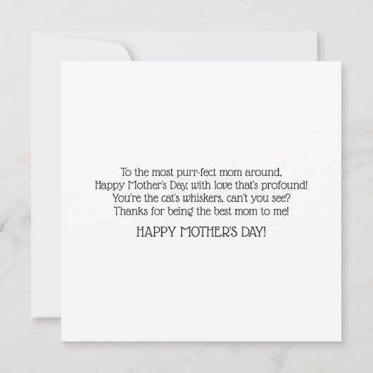 パステルフローラウォーターカラーキャットキッテンマザーズデイ カード (裏面)
