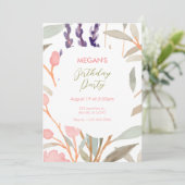 パステルフローラウォーターカラーブランチ誕生日 招待状 (スタンド正面)