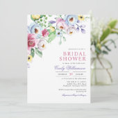 パステルフローラウォーターカラーボタニカルブライダルシャワー 招待状 (スタンド正面)