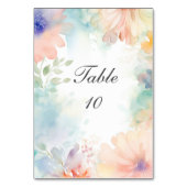 パステルフローラエレガント水モダン結婚色の テーブルナンバー (裏面)