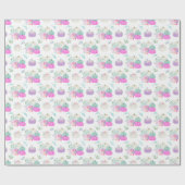 パステルフローラカボチャのピンク、紫、青 ラッピングペーパー (フラット)