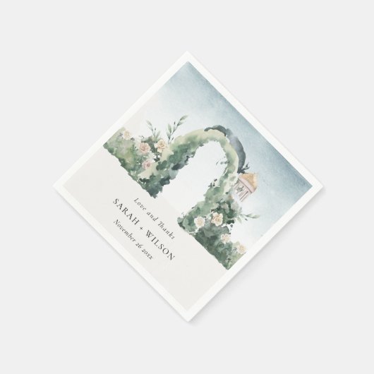 パステルフローラガーデンアーチ結婚ボタニッ感謝していクス スタンダードカクテルナプキン (角)