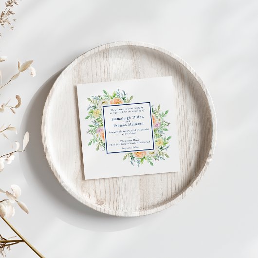 パステルフローラガーデンウォーター結婚カラー 招待状