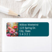 パステルフローラガーデンティール（緑がかった色）差出人住所ラベル ラベル (インサイチュ)